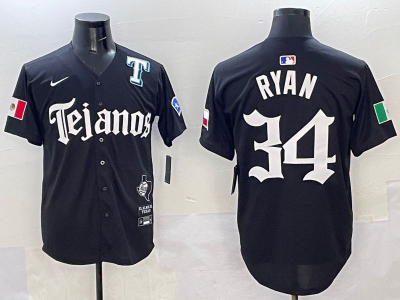 Men Texas Rangers 34 Ryan Black Five generations Joint Name 2025 Nike MLB Jersey style 6